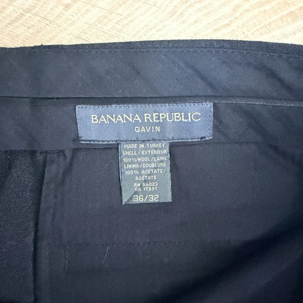 Banana Republic Gavin 100% Wool Dress Pants Mens 36x32 Charcoal Gray Straight